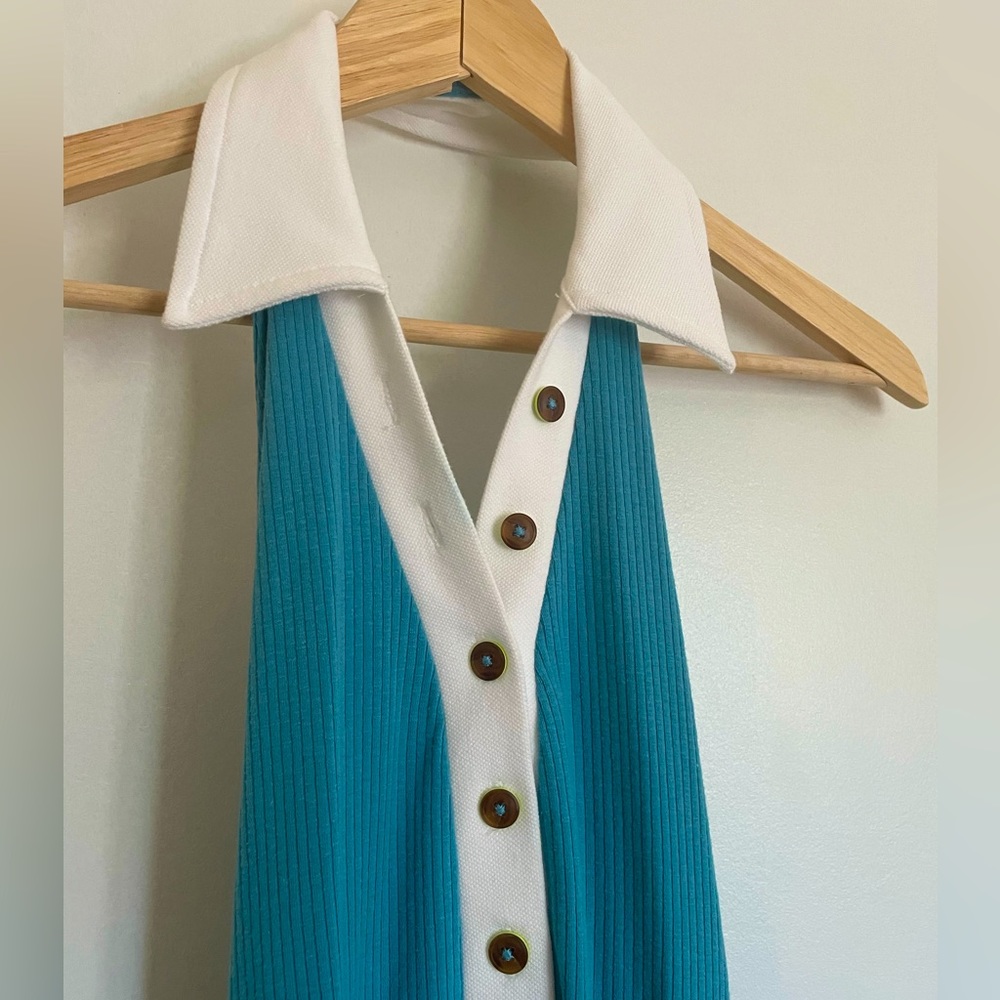 Urban Outfitters turquoise collared halter dress